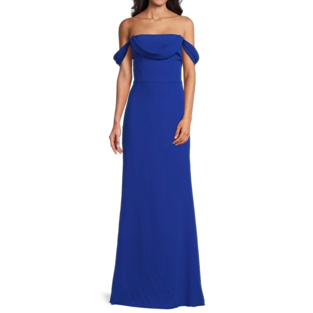 NEW/ VERA WANG 
Andree Off-The-Shoulder Gown Royal blue/ Size 8